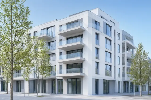 Mehrfamilienhaus mit Eigentumswohnungen und Glasbalkonen